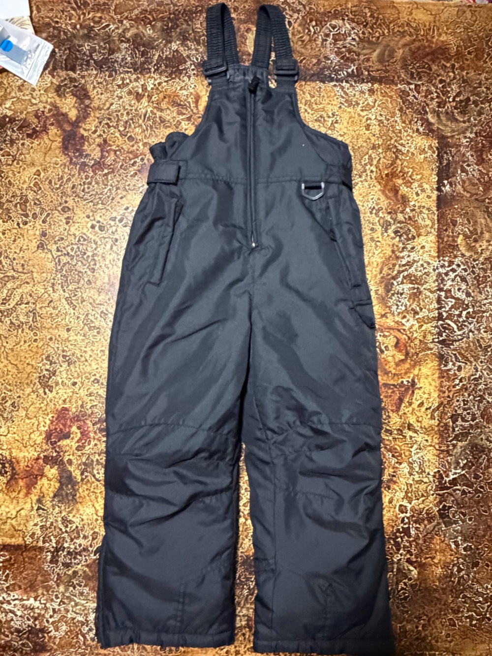 Kids Black Cargo Snow Bibs with Adjustable Straps